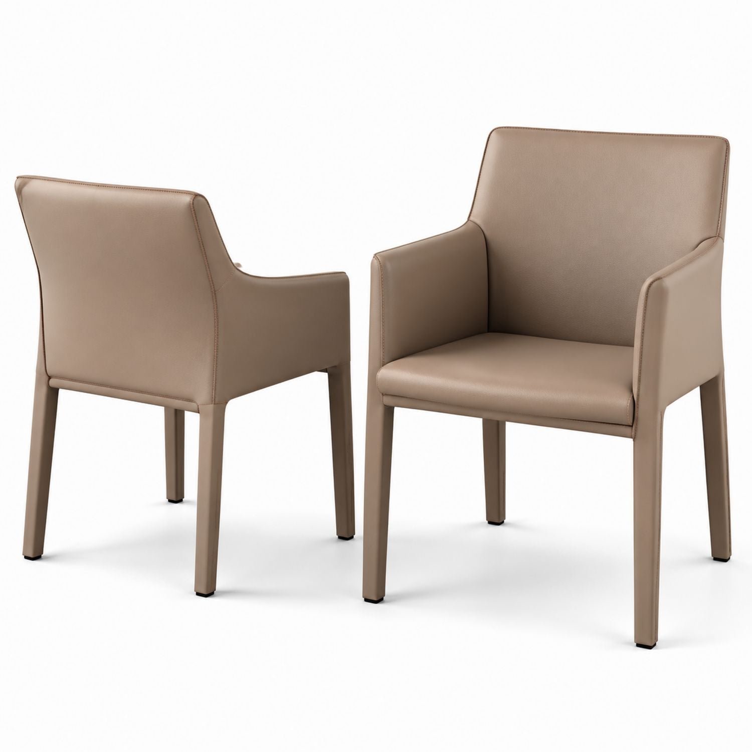 Set of 2 Faux Leather Dining Chairs Beige