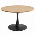 Round Wood Dining Table with Black Metal Base
