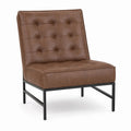 Brown Faux Leather Lounge Chair with Steel Frame