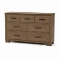 Wooden Dresser with 7 Drawers Oak Brown