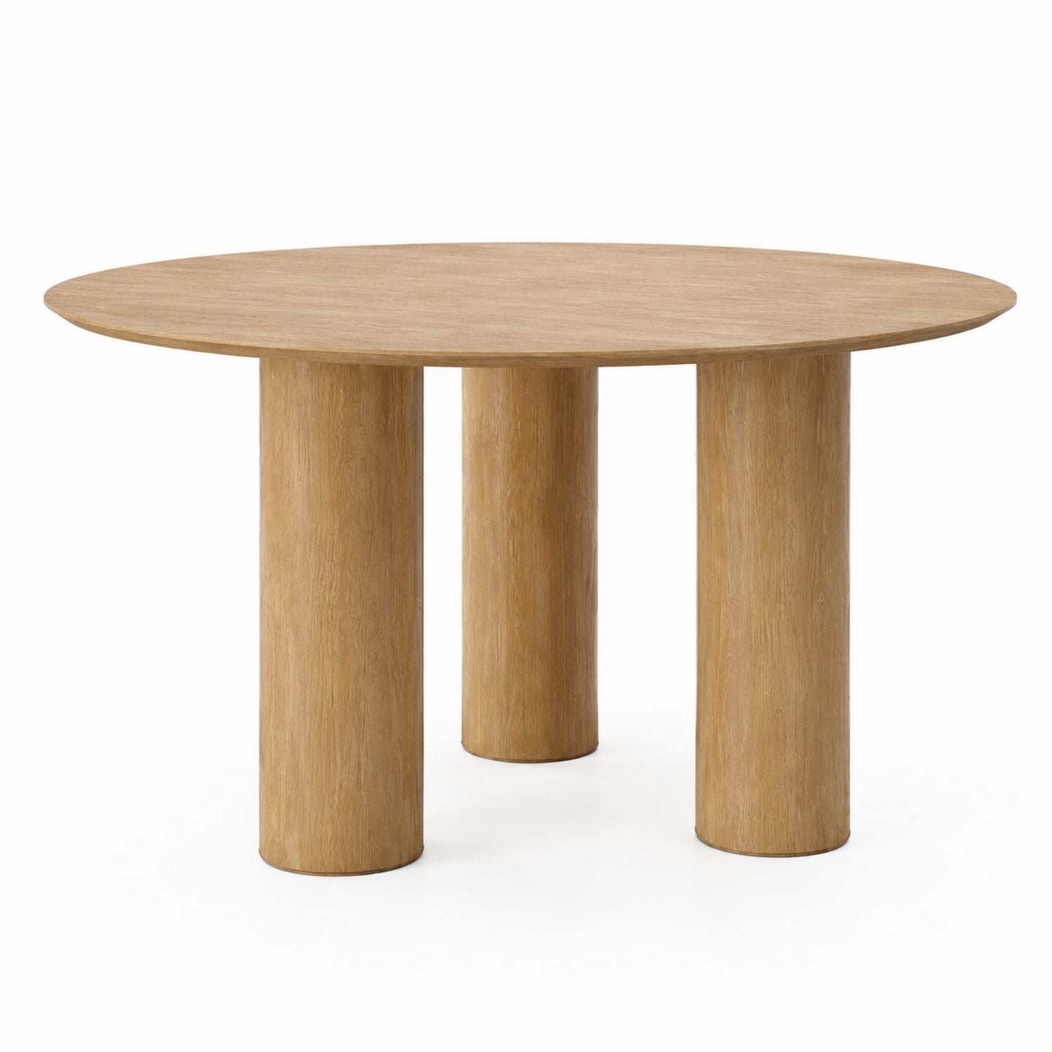 Round Wood Dining Table with Cylindrical Legs 120cm