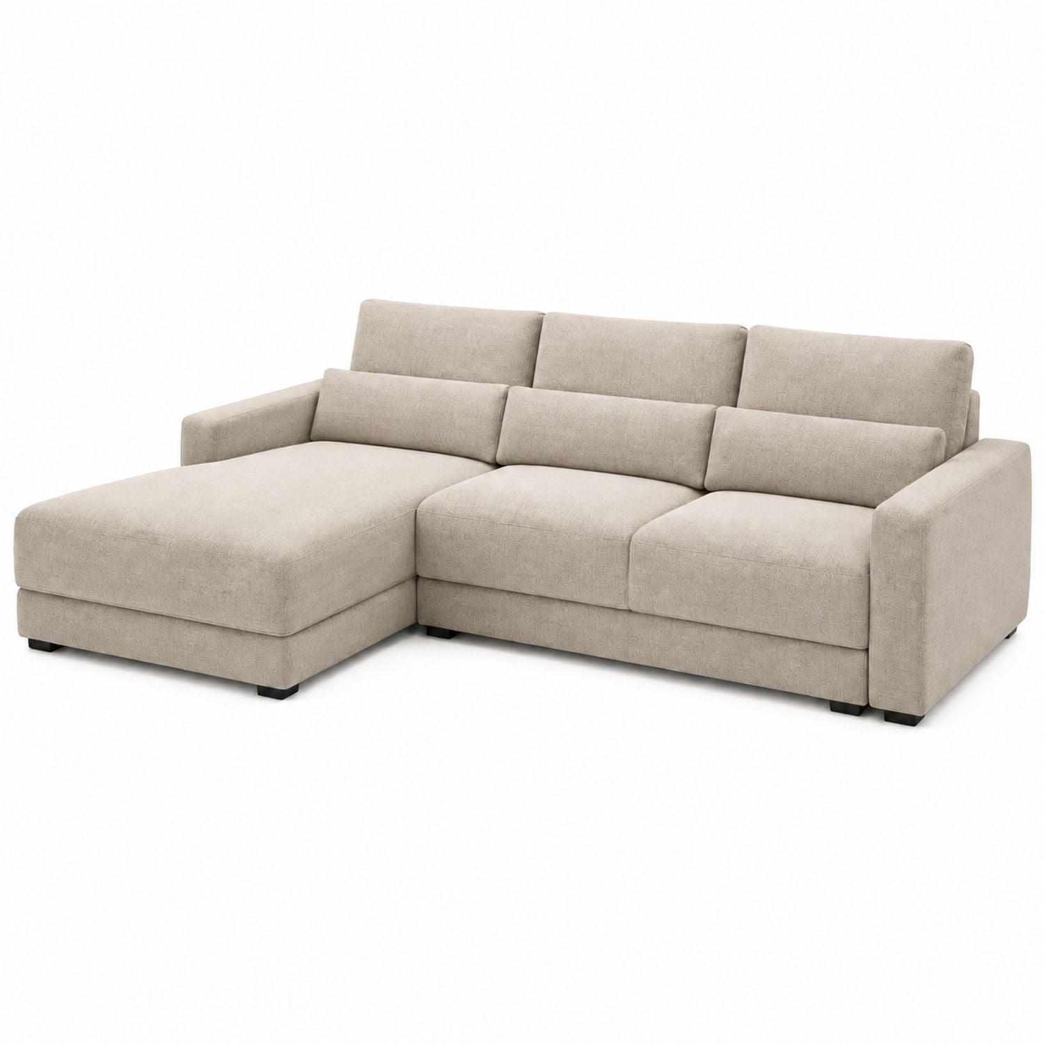 Beige Polyester L-Shaped Sectional Sofa 250cm x 150cm