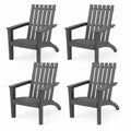 Set of 4 Wooden Slatted Outdoor Chairs Black