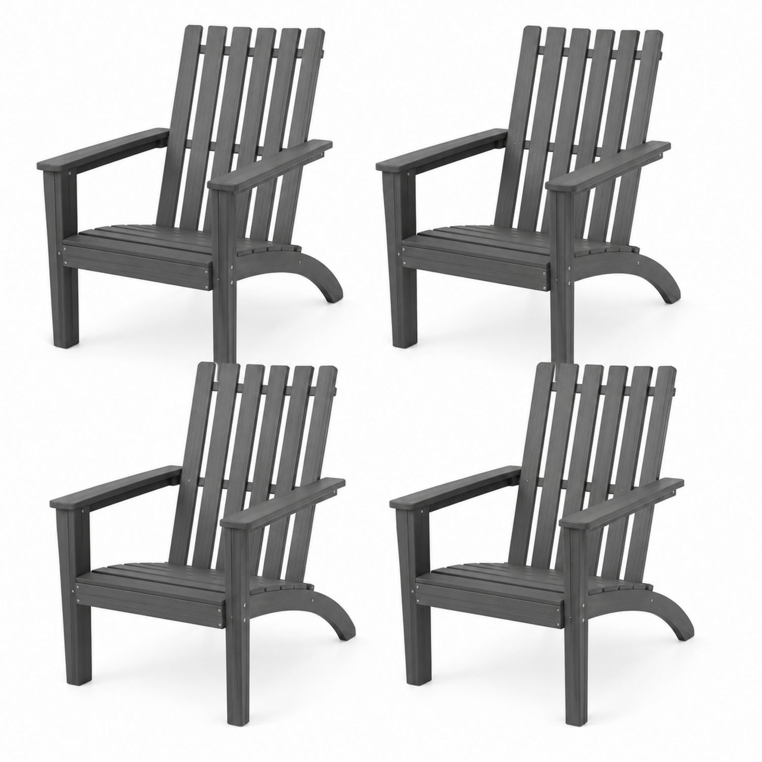 Set of 4 Wooden Slatted Outdoor Chairs Black