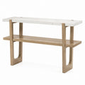 Marble Top Console Table with Wood Frame, 2-Tier, 120x40x80 cm