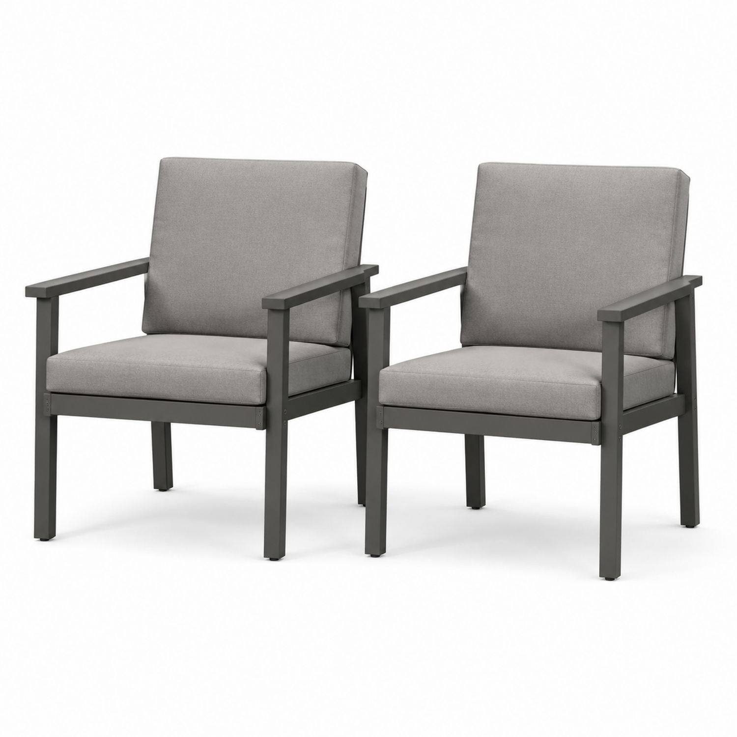 Outdoor Aluminum Patio Chair Set with Polyester Cushions - Gray