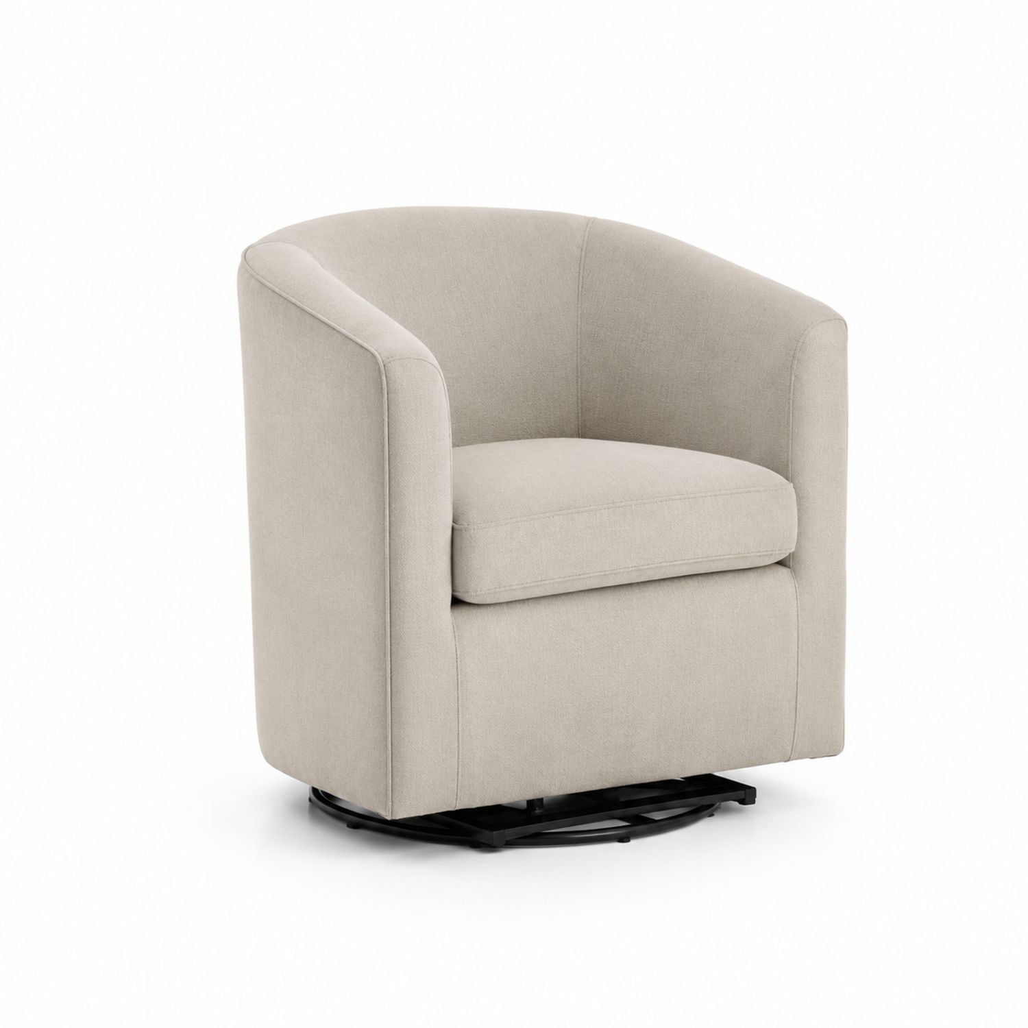 Swivel Barrel Chair Light Gray with Fabric Upholstery