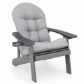 Outdoor Wooden Adirondack Chair with Polyester Cushion, Gray