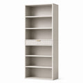 Tall Engineered Wood Bookcase with Drawer Off-White 5 Shelves 180cm