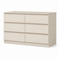 6-Drawer MDF Dresser Beige 120cm x 45cm x 80cm