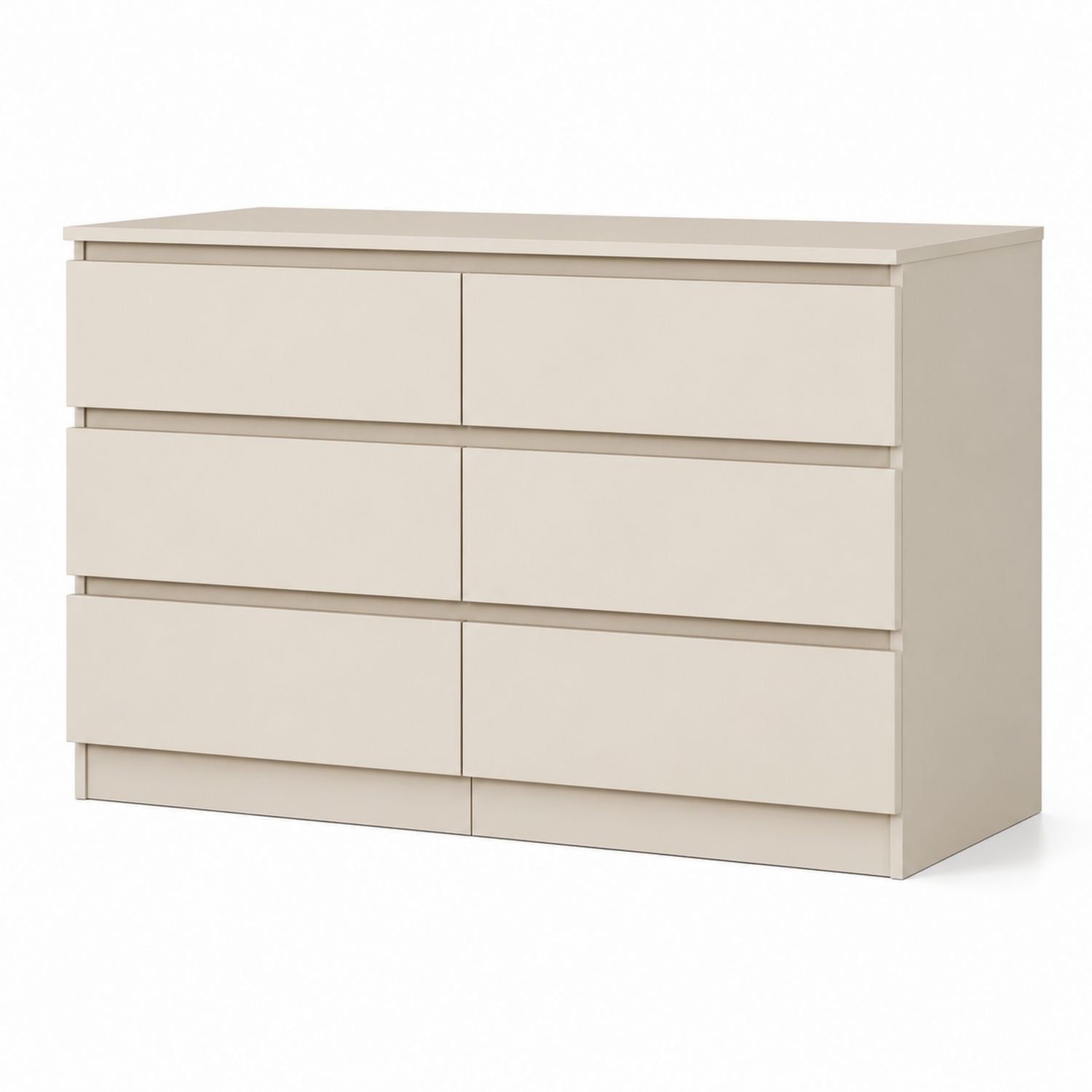 6-Drawer MDF Dresser Beige 120cm x 45cm x 80cm