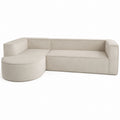 L-Shape Fabric Sectional Sofa Beige 320cm