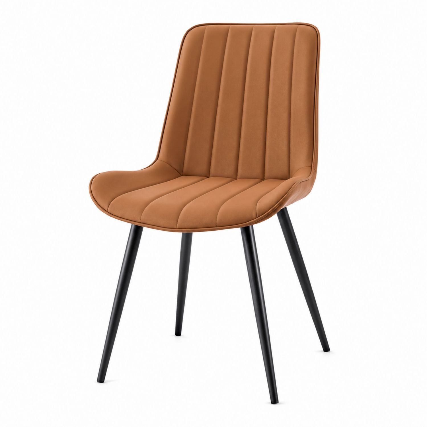 Brown Faux Leather Dining Chair with Metal Legs