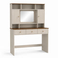 MDF Vanity Desk with Mirror and Storage Shelves Cream/Brown
