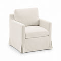 Beige Polyester Fabric Swivel Armchair with Cushion 31x31x36 in