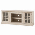 Wood TV Stand with Tempered Glass Doors and Shelves 150cm x 40cm x 60cm