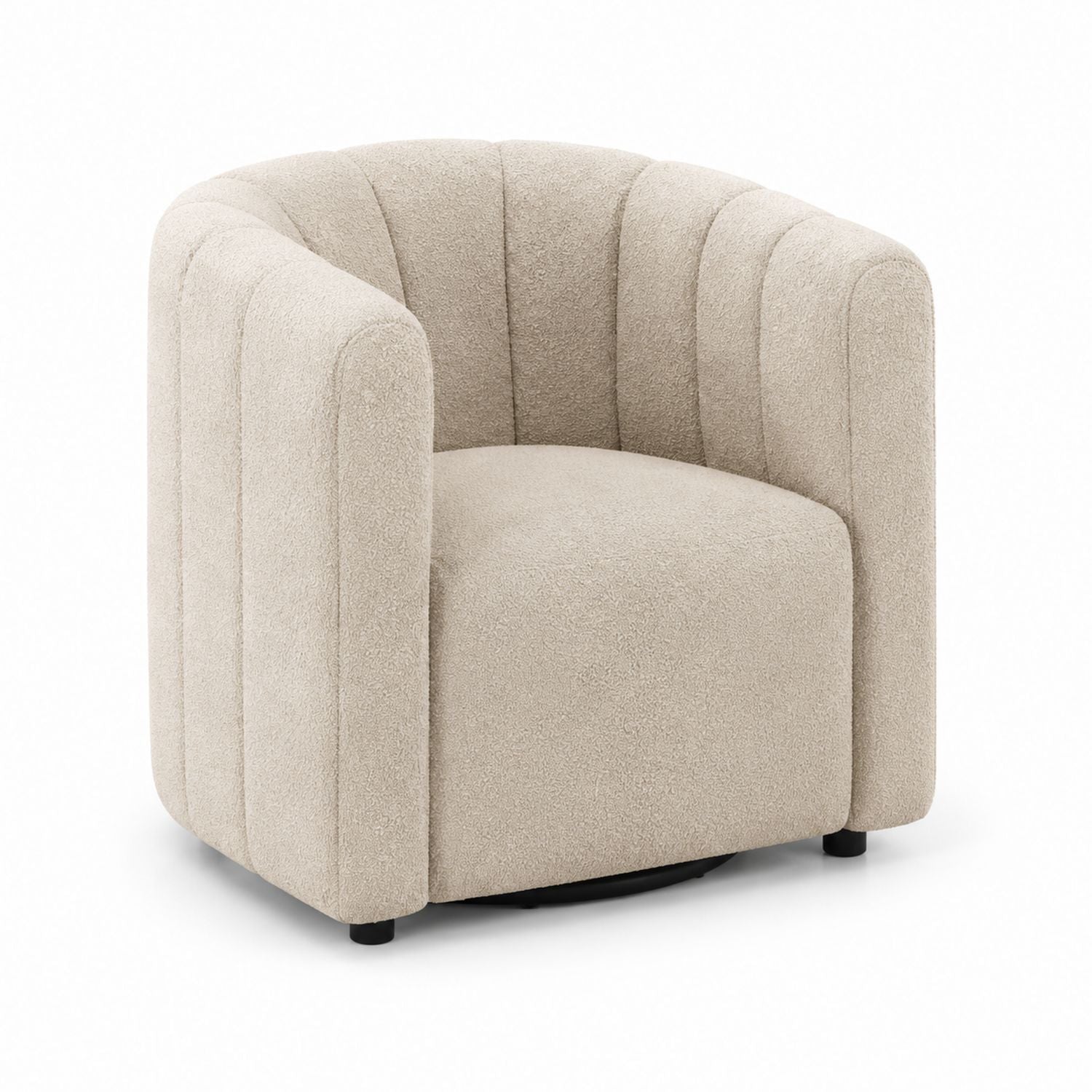 Beige Polyester Bouclé Swivel Chair
