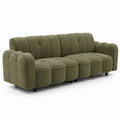 Olive Green Bouclé Fabric Three-Seater Sofa with Rounded Design 220cm